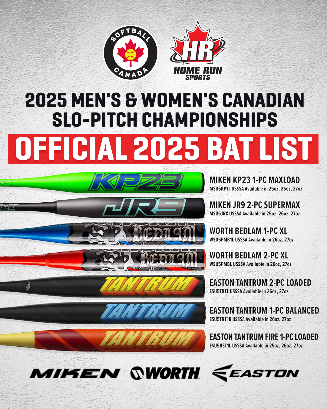 2025 SP Canadian Championship Bat List 1